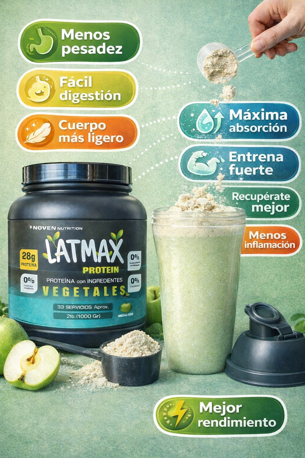 Proteina Hibrida con ingredientes vegetales y Suero de leche